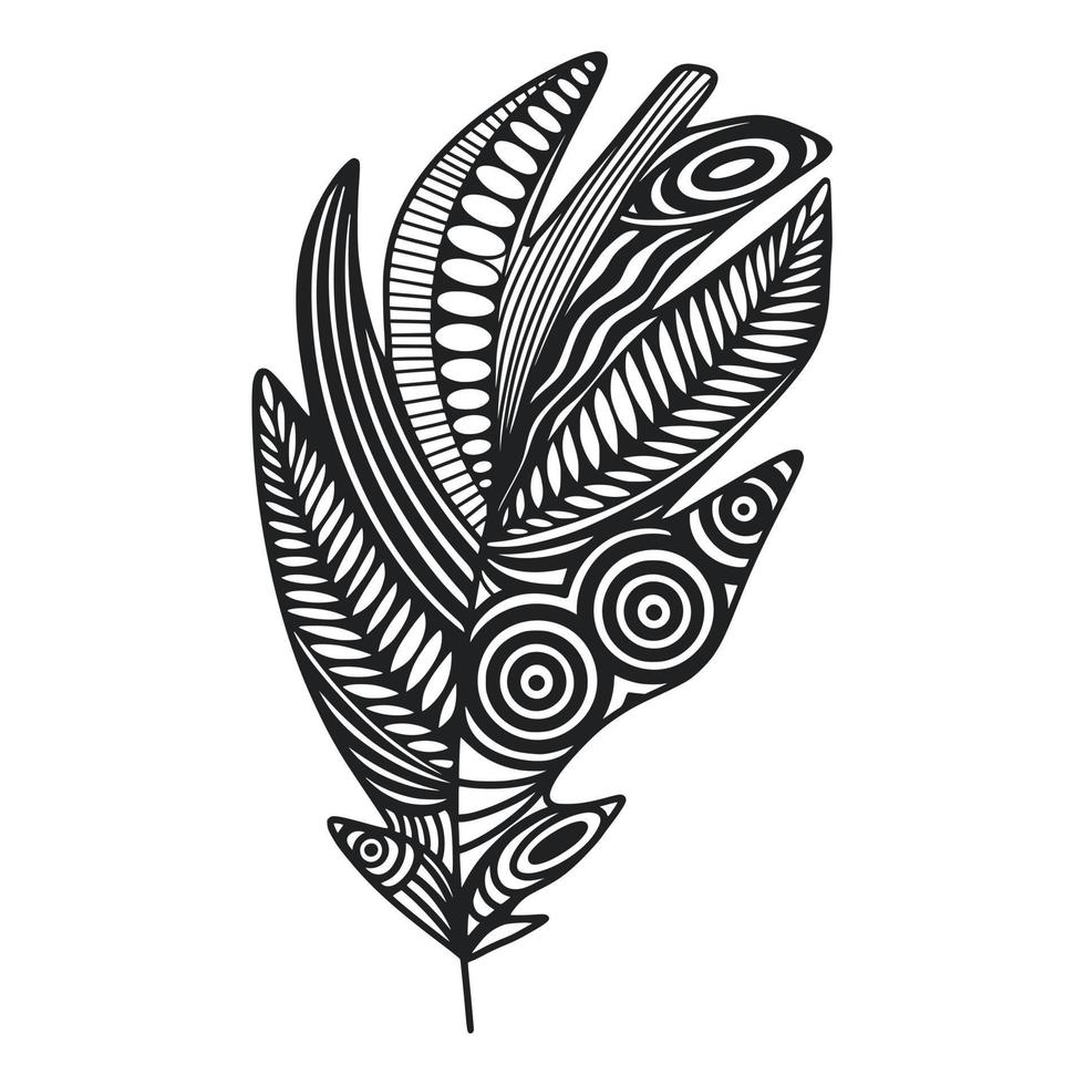 Ornate boho feather isolated vector
