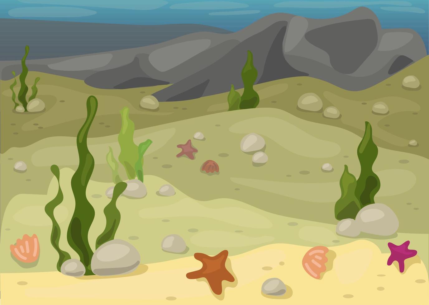 Background with a seabed. Illustration of the underwater world. Suitable for printing on paper in book illustration. Simplicity and minimalism. vector