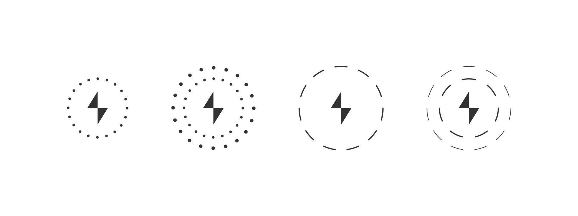 Charger icons. Wireless Chargers icons. Lightning charging simple icons. Vector illustration