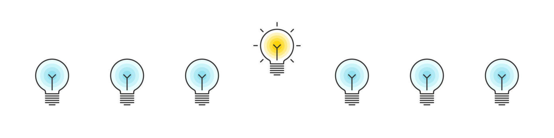Idea lamp illustrations. Innovative idea modern stylish icon with light bulb. Different style icons set. Vector illustration