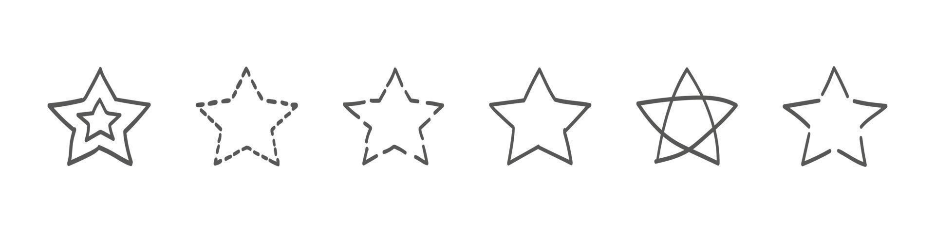 Star doodle collection. Set of hand drawn stars. Scribble illustrations. Vector illustration