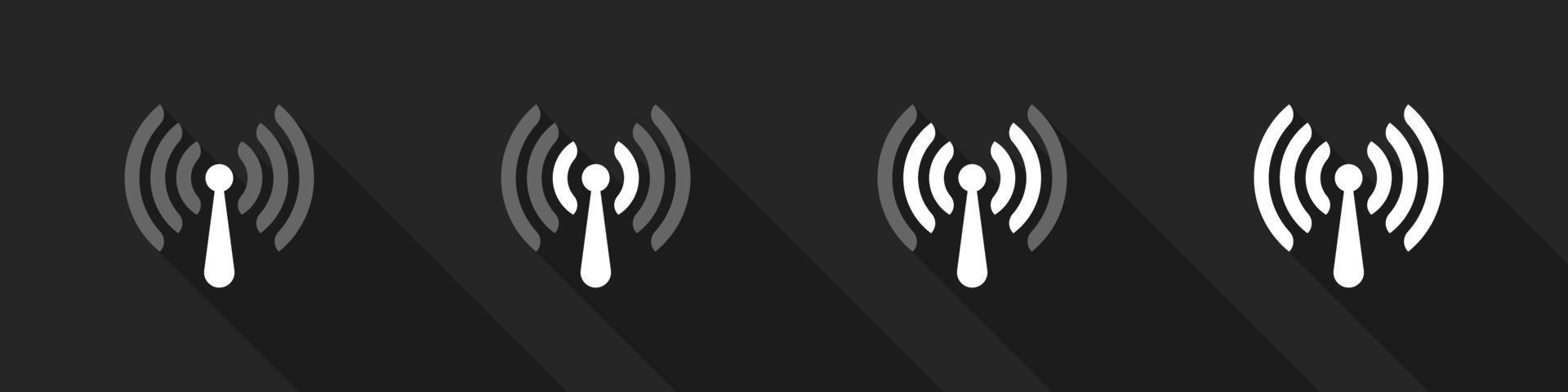 antena wifi. concepto de iconos wifi. signo de internet inalámbrico aislado sobre fondo negro. ilustración vectorial vector