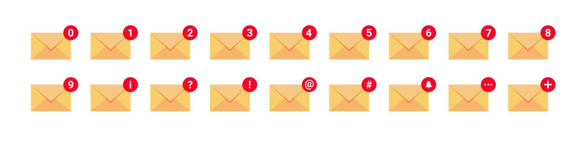 Message icons set. Email icons. Envelope icons. Notification icons. Vector illustration