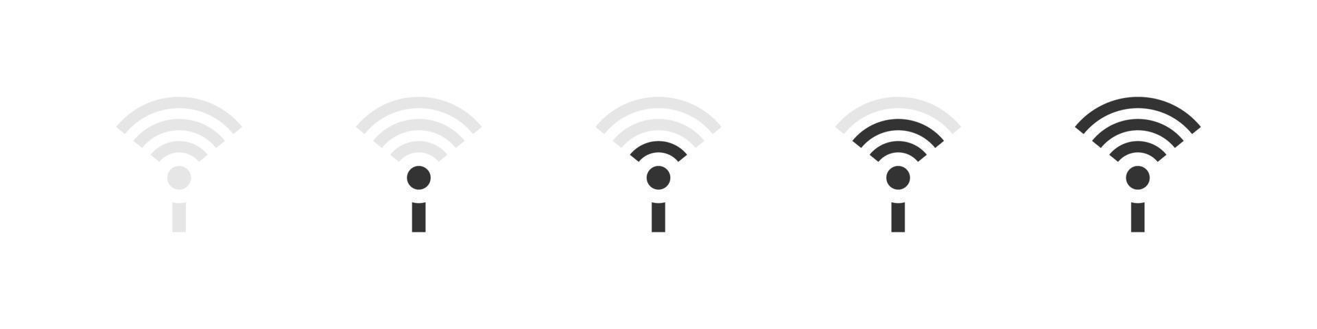 conjunto de señales wifi de antena. concepto de iconos wifi. señal de internet inalámbrica de estilo plano. iconos simples. ilustración vectorial vector