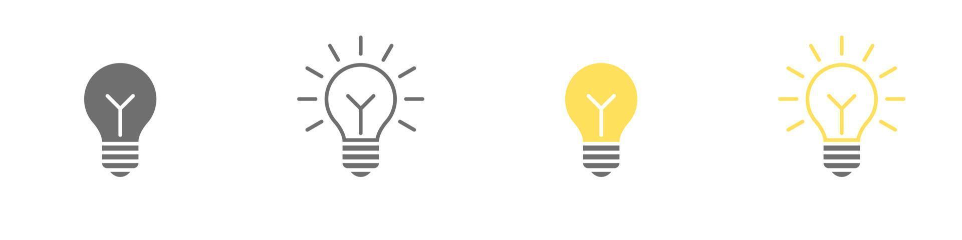 Light bulb icon. Idea Symbol, logo illustration. Different style icons set. Vector illustration