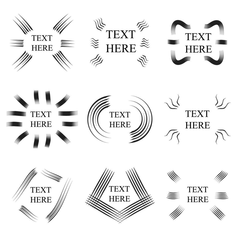 Vector hand drawn collection of design  elements for emphasis text in comic style