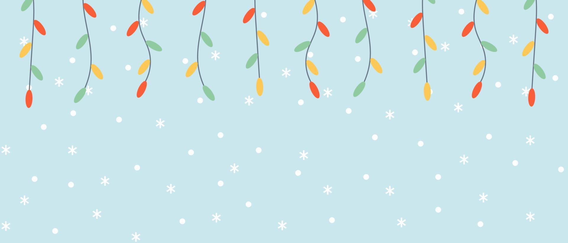 Hanging garlands with snow. Holiday background concept vector