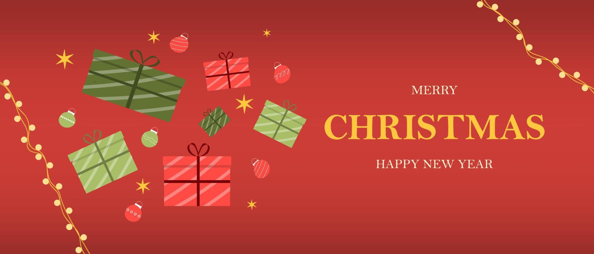 Merry Christmas and Happy New Year. A beautiful red banner for a website, post, postcard, page or app vector