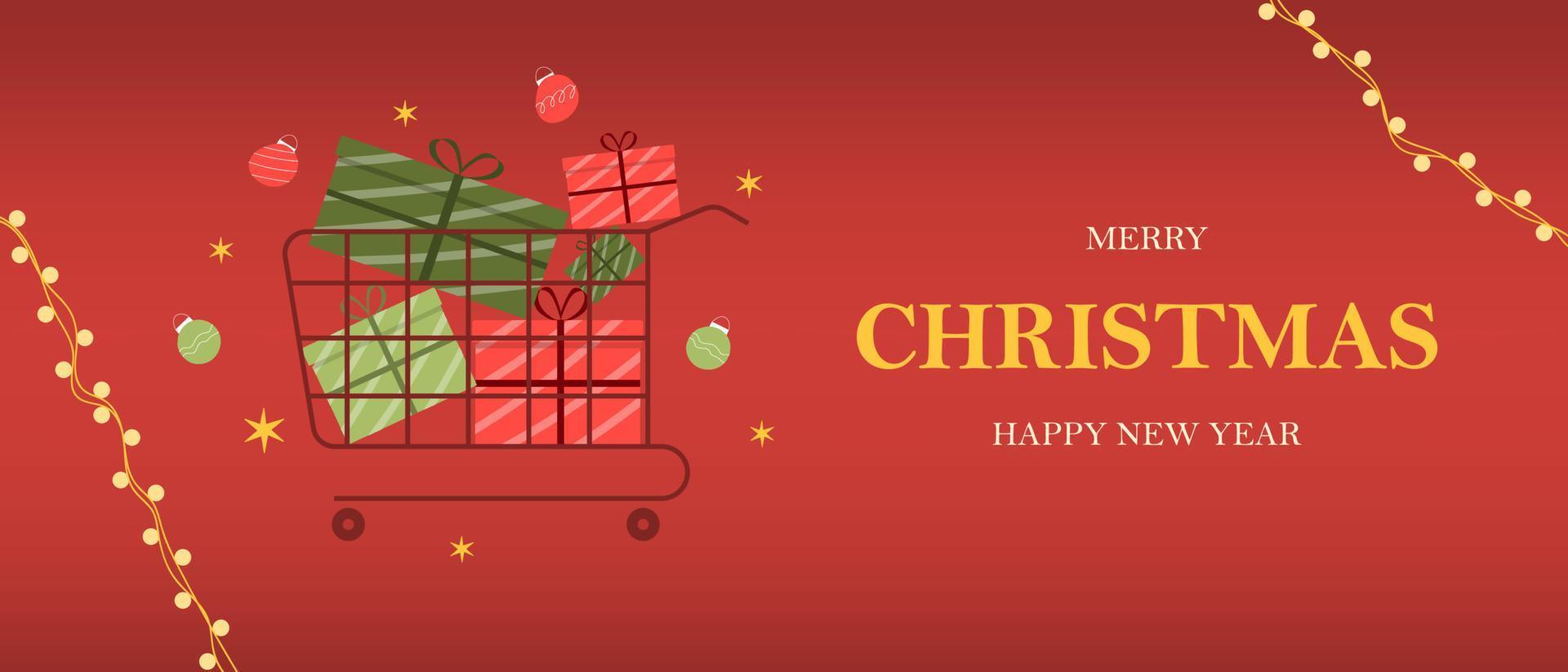 Merry Christmas and Happy New Year. A beautiful red banner for a website, post, postcard, page or app vector