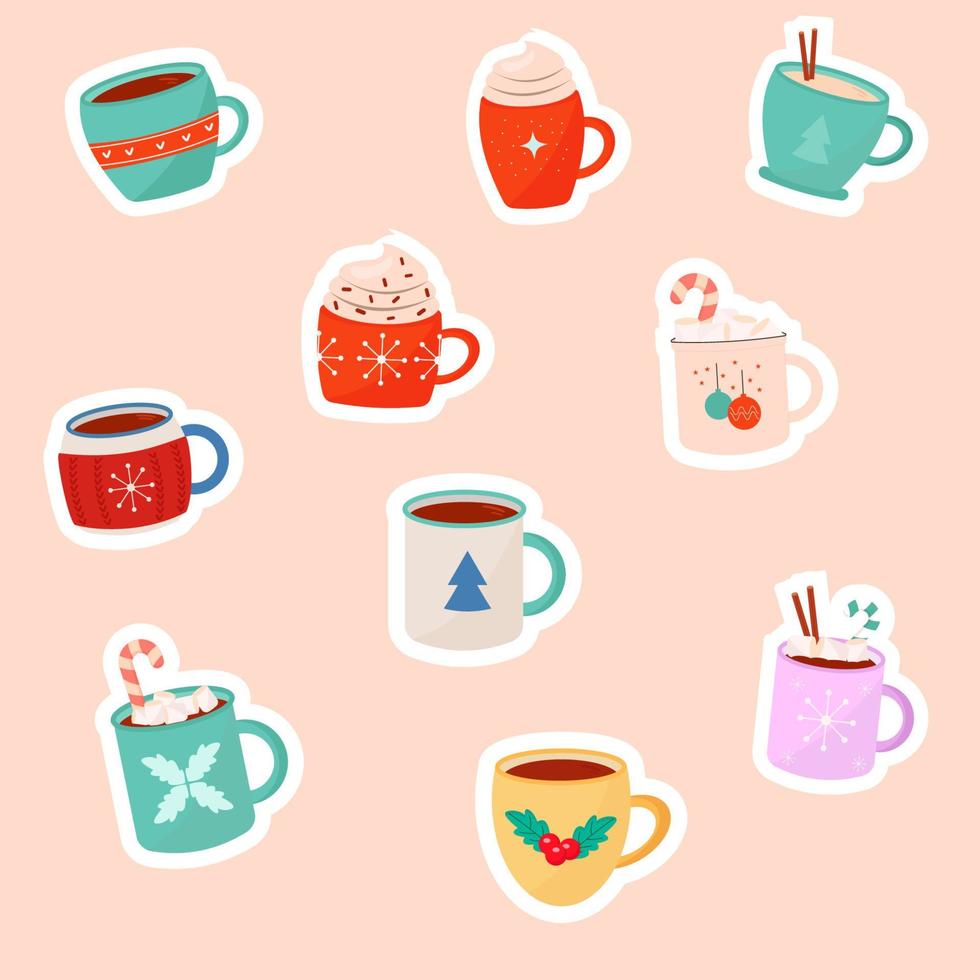 tazas festivas de invierno vector