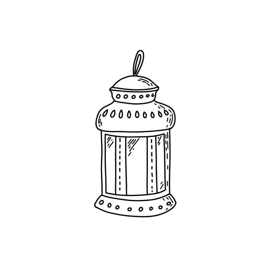 Hand drawn lantern icon. Ramadan Kareem design elements. Vintage lantern vector illustration.