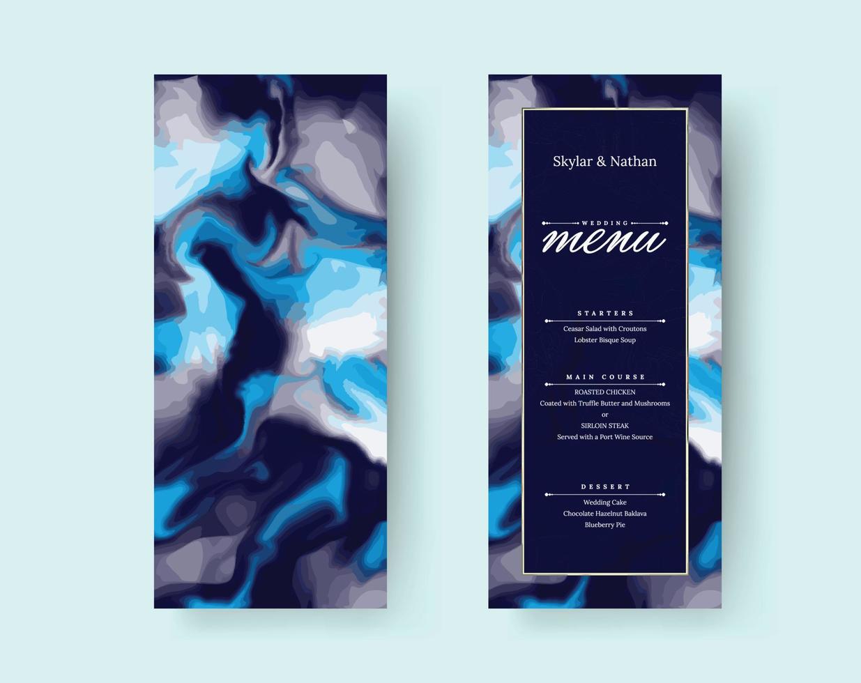 Modern Navy Blue Marble Menu Card Template vector