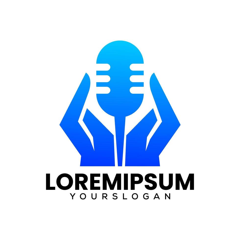 hand microphone logo design template vector