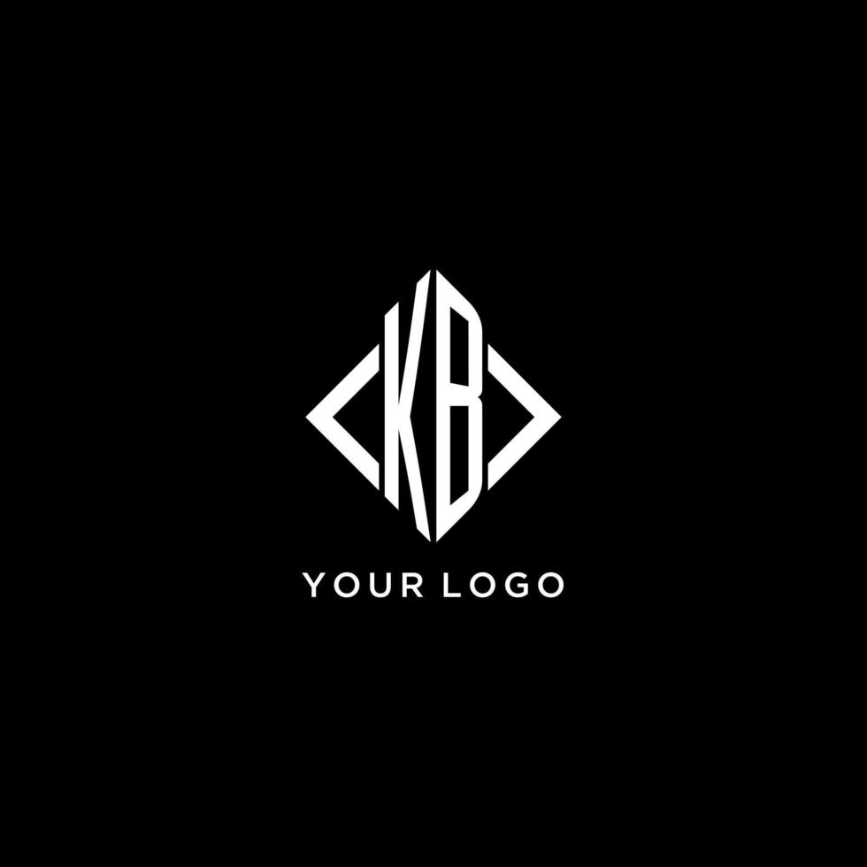 KB initial monogram with rhombus shape logo design vector