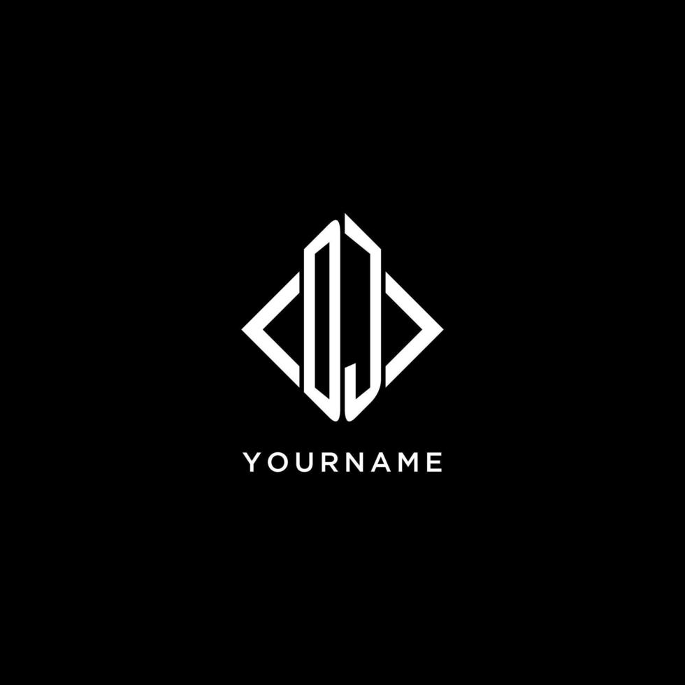 DJ initial monogram with rhombus shape logo design vector