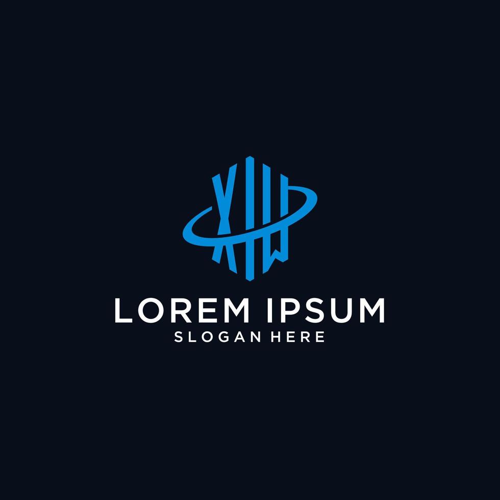 XM initial monogram logo with hexagonal shape and swoosh design vector