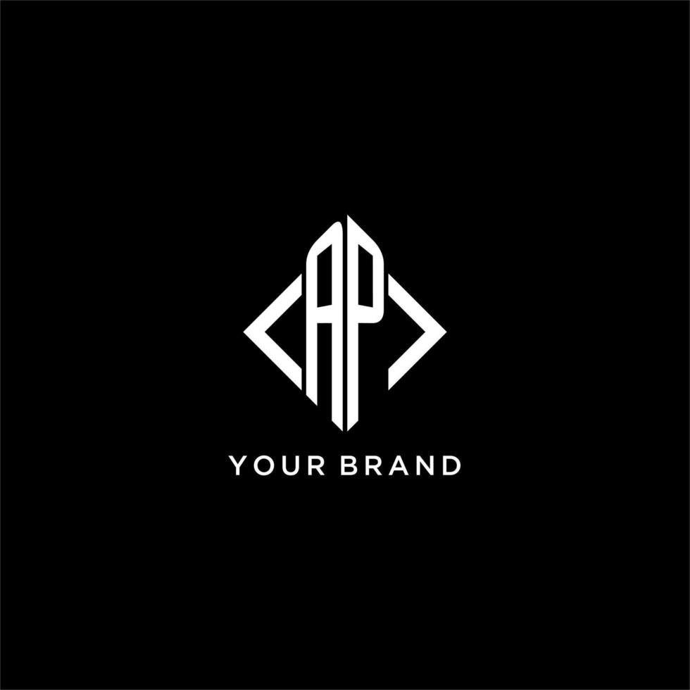 AP initial monogram with rhombus shape logo design vector