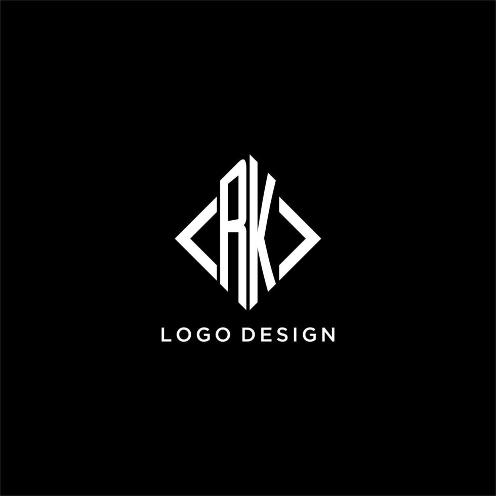 RK initial monogram with rhombus shape logo design vector