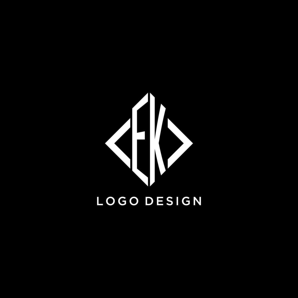 EK initial monogram with rhombus shape logo design vector