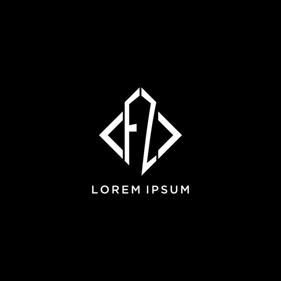 FZ initial monogram with rhombus shape logo design vector