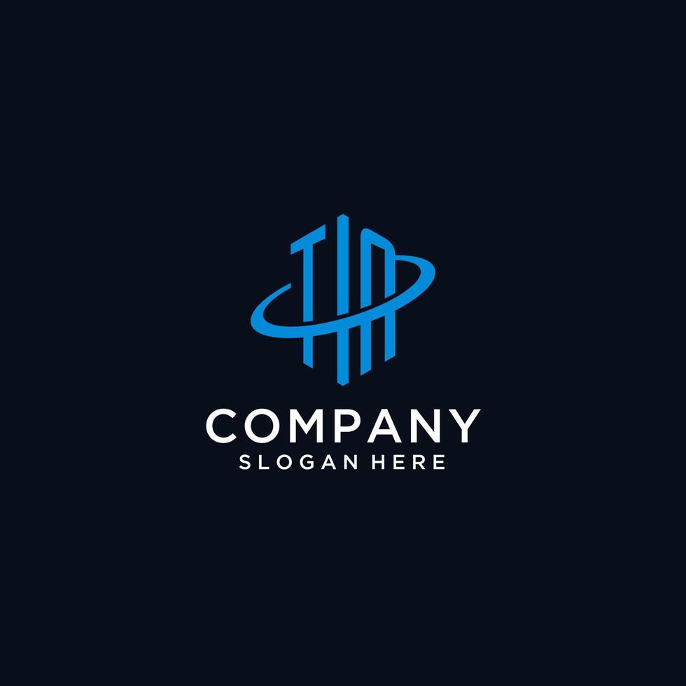 TN initial monogram logo with hexagonal shape and swoosh design vector
