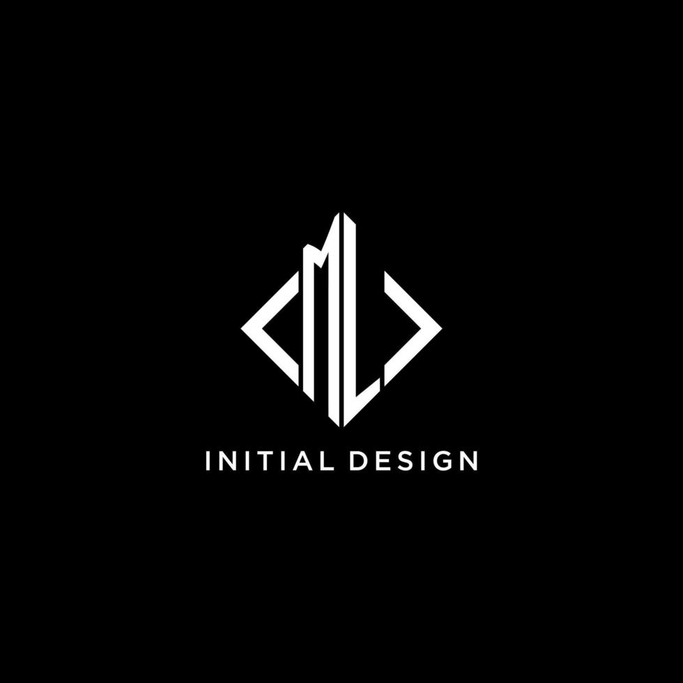 ML initial monogram with rhombus shape logo design vector