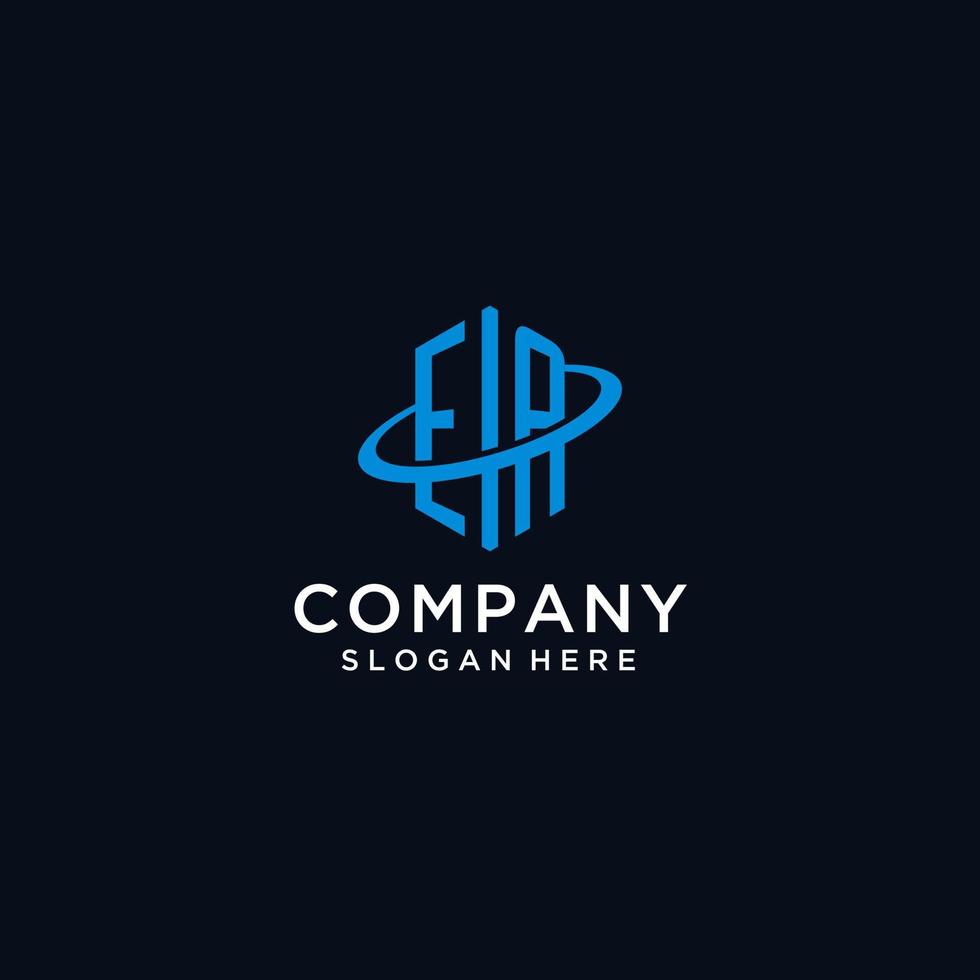 EA initial monogram logo with hexagonal shape and swoosh design vector