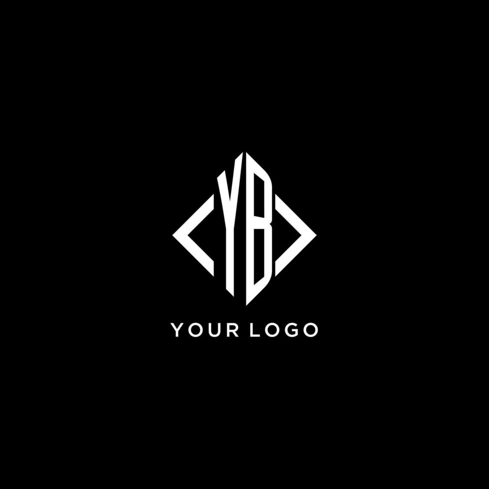 monograma inicial yb con diseño de logotipo en forma de rombo vector