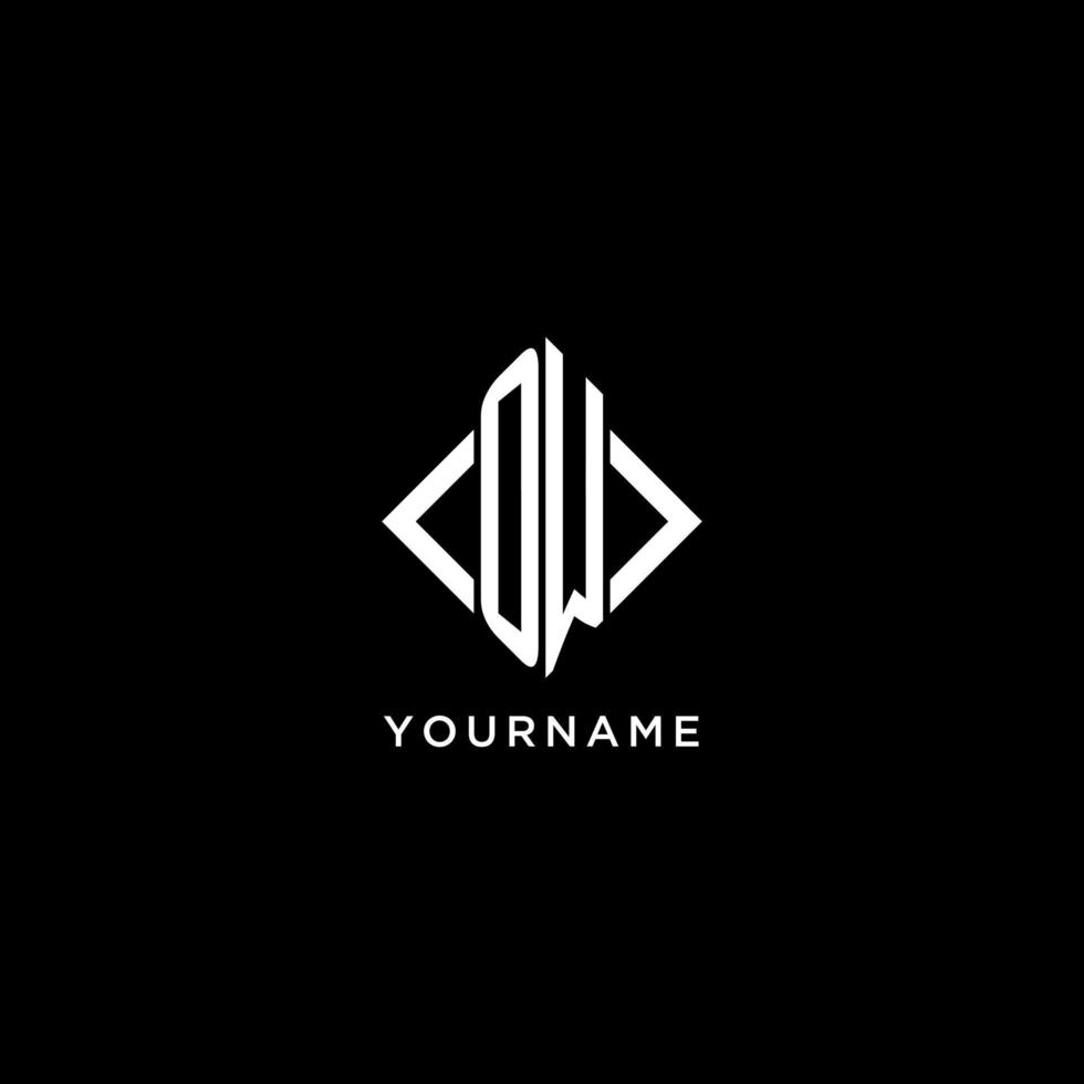 OW initial monogram with rhombus shape logo design vector
