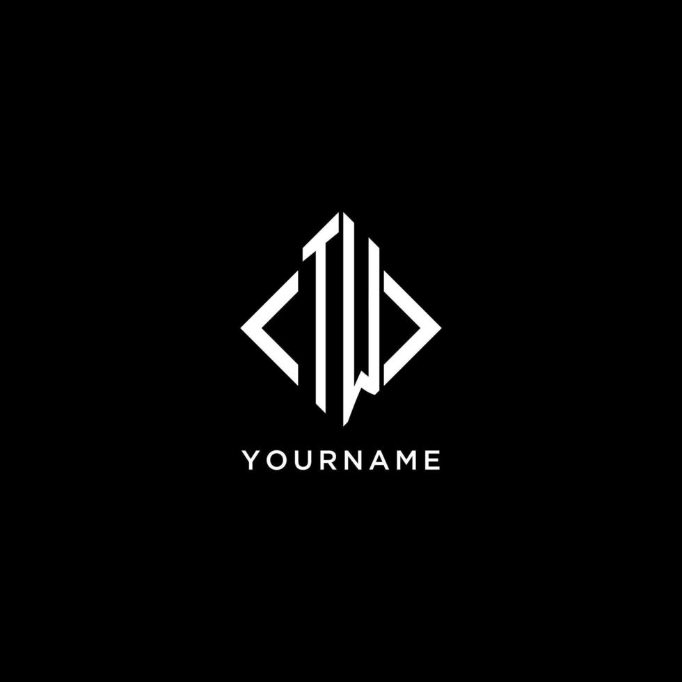TW initial monogram with rhombus shape logo design vector
