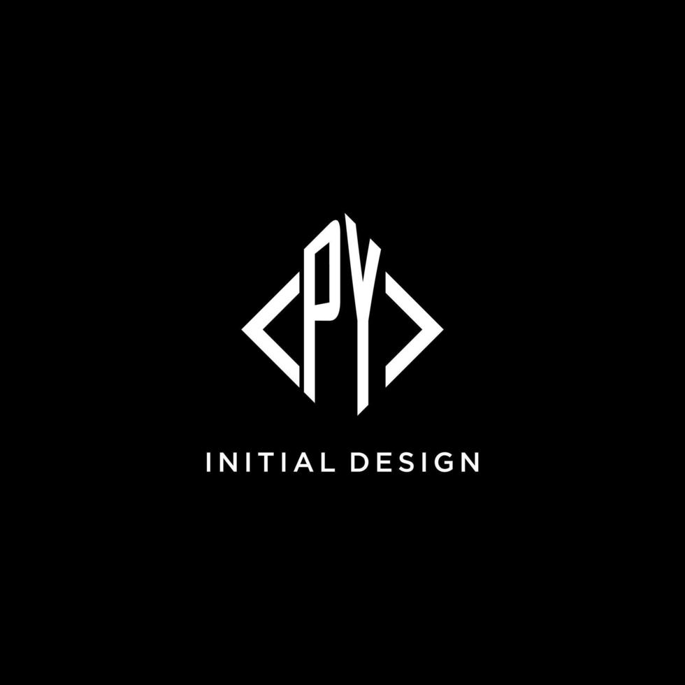 PY initial monogram with rhombus shape logo design vector