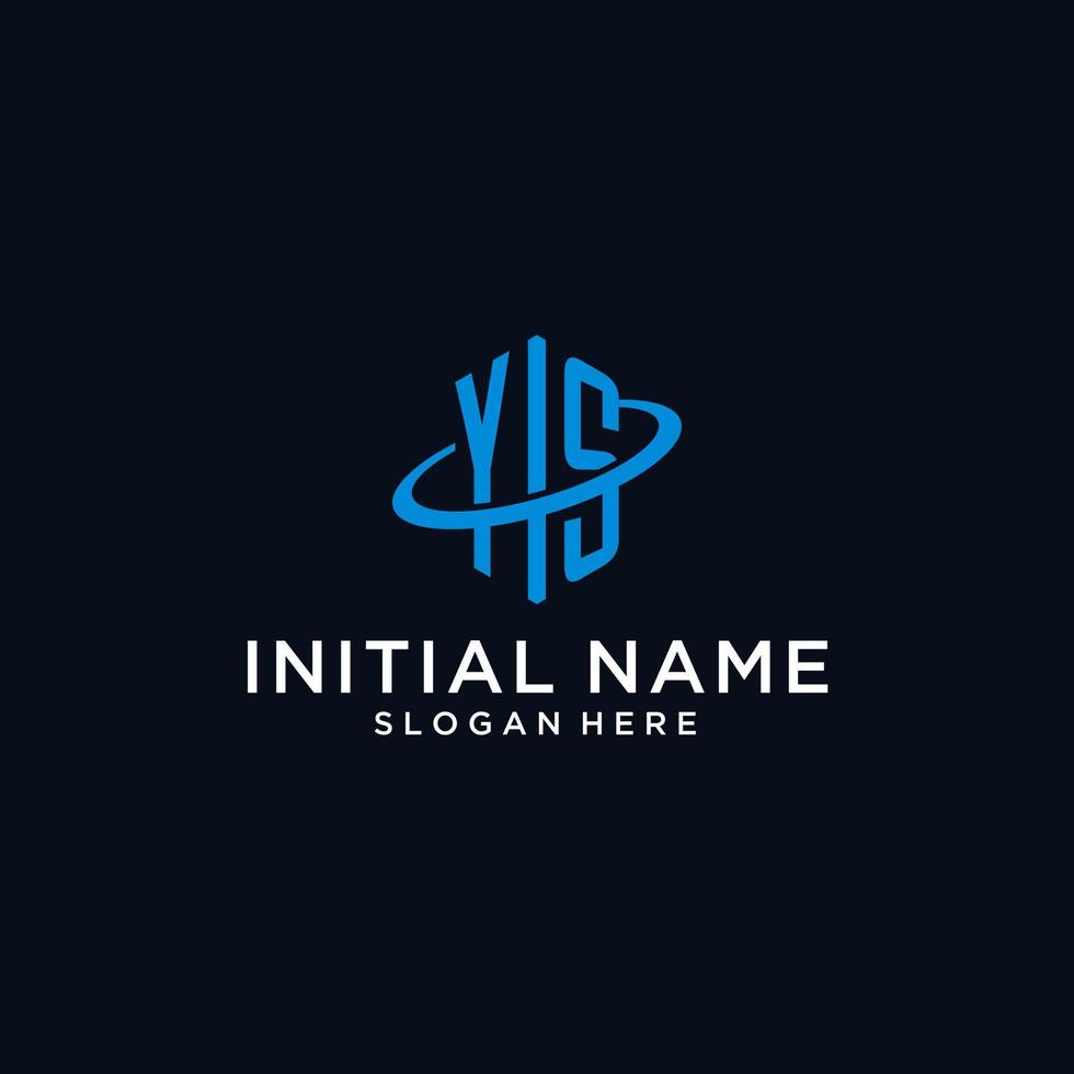 YS initial monogram logo with hexagonal shape and swoosh design vector
