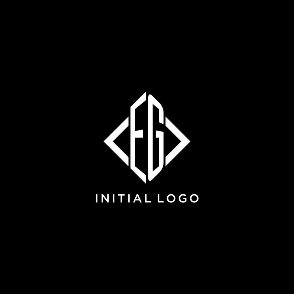 EG initial monogram with rhombus shape logo design vector