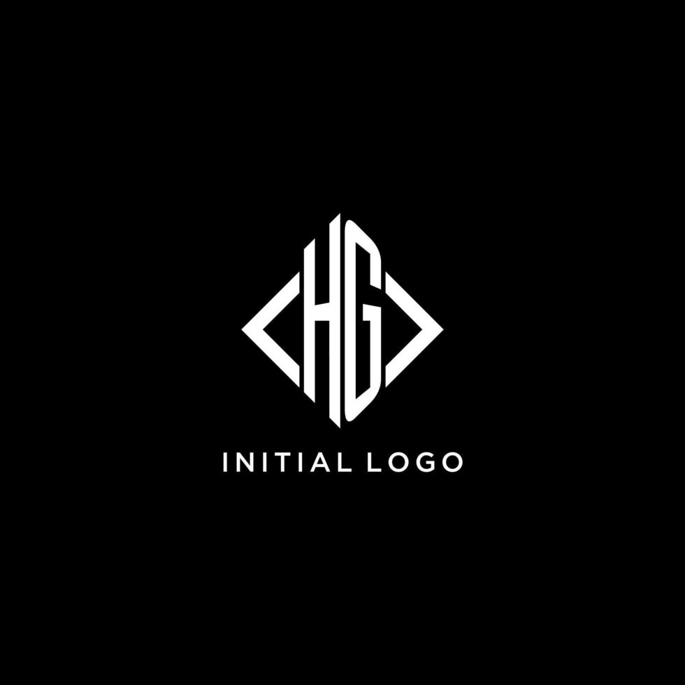 HG initial monogram with rhombus shape logo design vector