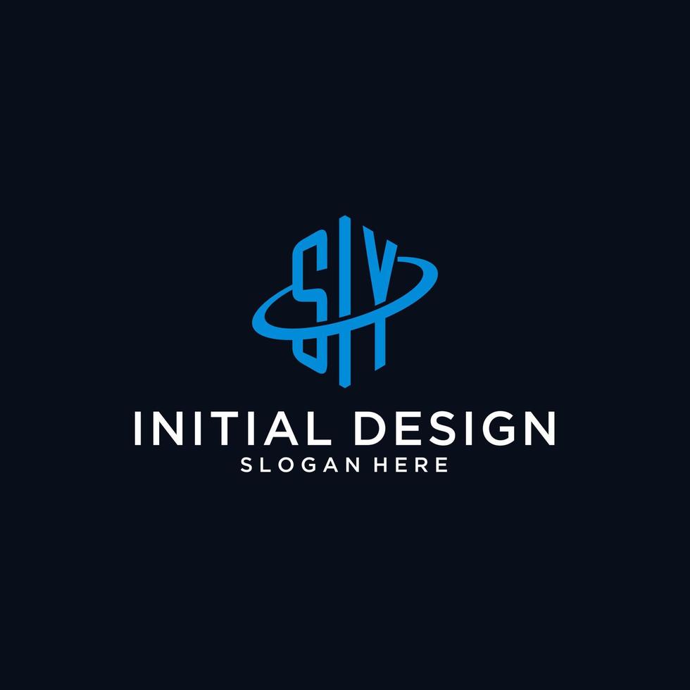 SY initial monogram logo with hexagonal shape and swoosh design vector