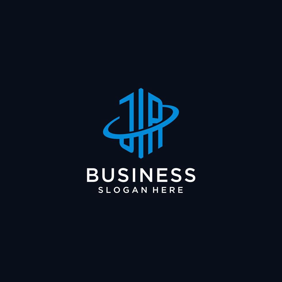 JR initial monogram logo with hexagonal shape and swoosh design vector