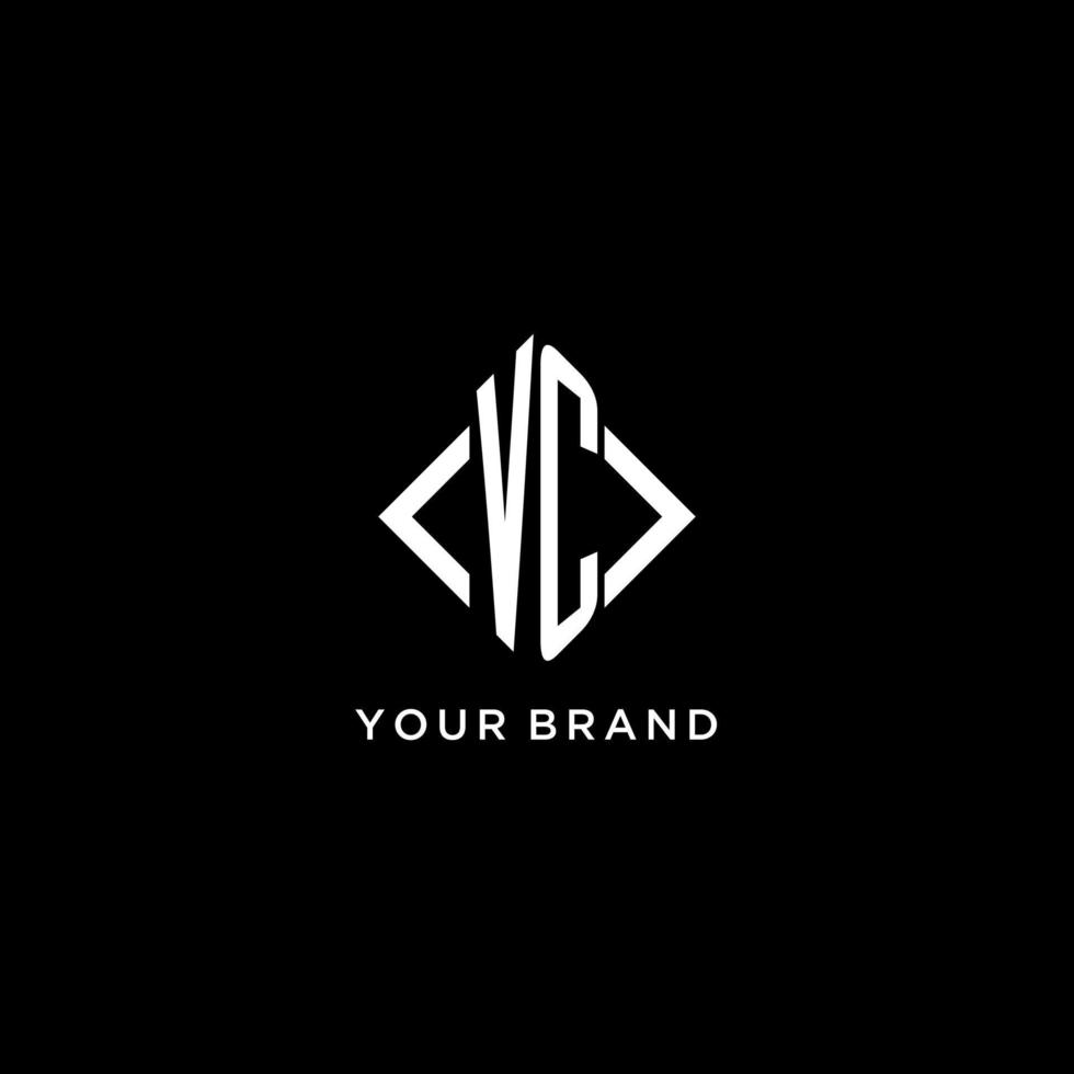 VC initial monogram with rhombus shape logo design vector