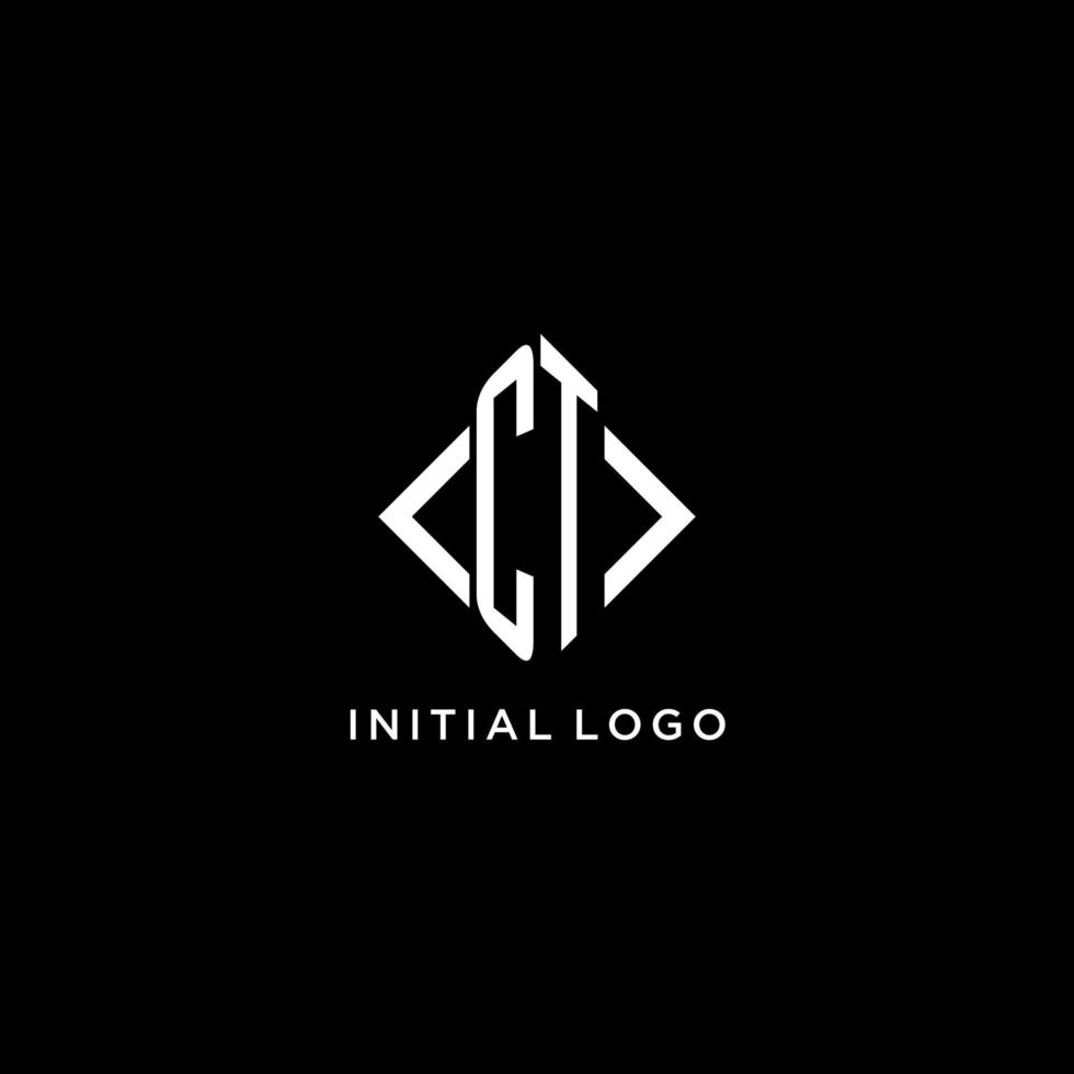 monograma inicial ct con diseño de logotipo en forma de rombo vector