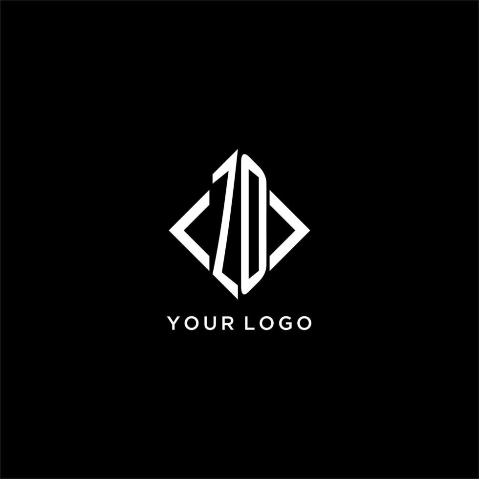 ZO initial monogram with rhombus shape logo design vector