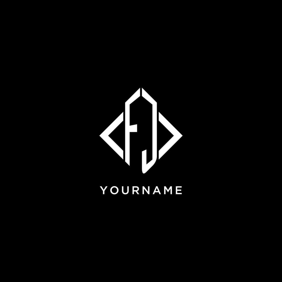 FJ initial monogram with rhombus shape logo design vector