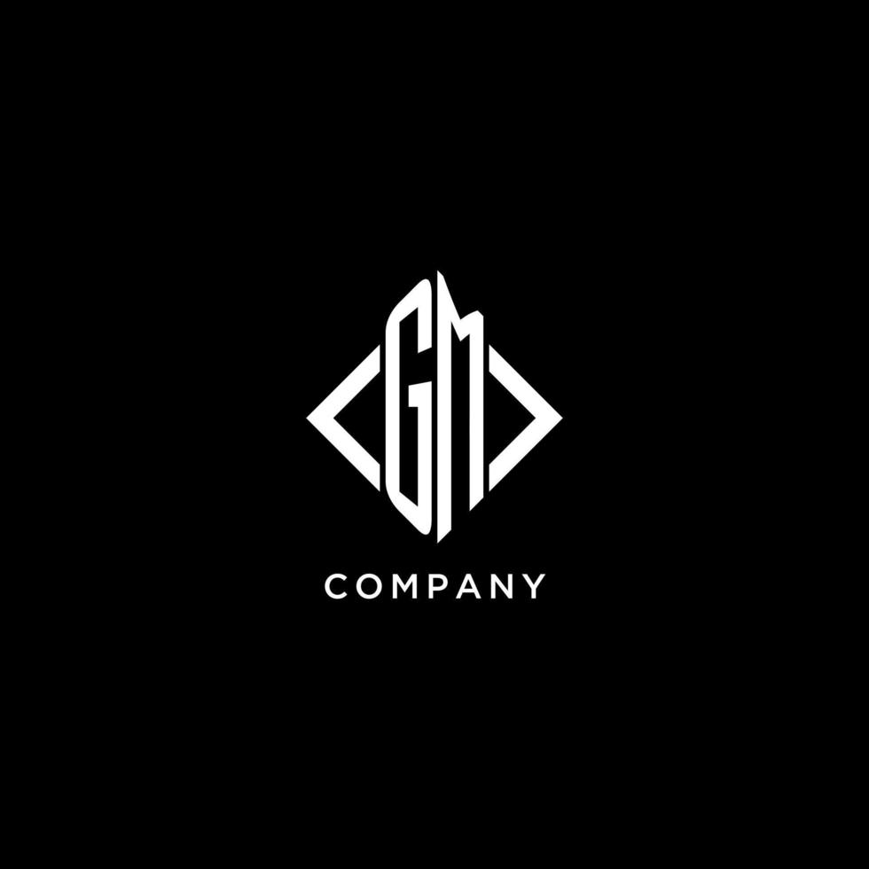 GM initial monogram with rhombus shape logo design vector