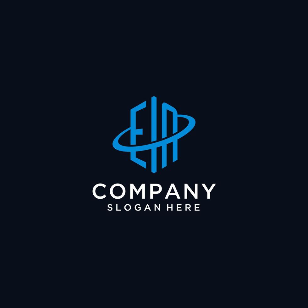 EN initial monogram logo with hexagonal shape and swoosh design vector