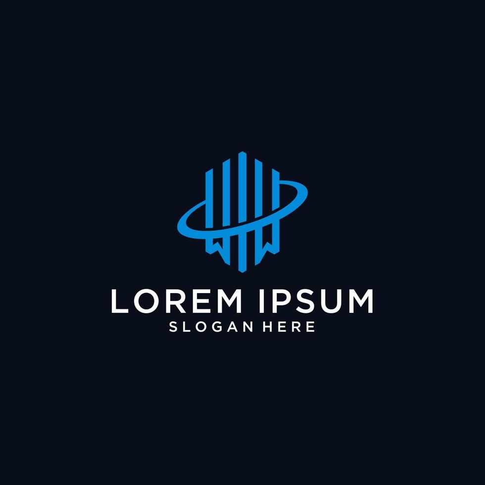 WM initial monogram logo with hexagonal shape and swoosh design vector