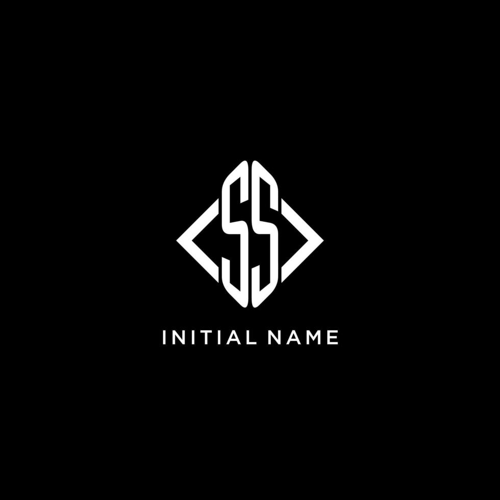 SS initial monogram with rhombus shape logo design vector