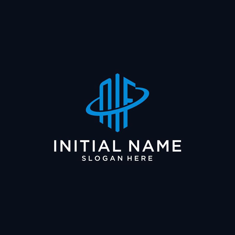 NF initial monogram logo with hexagonal shape and swoosh design vector