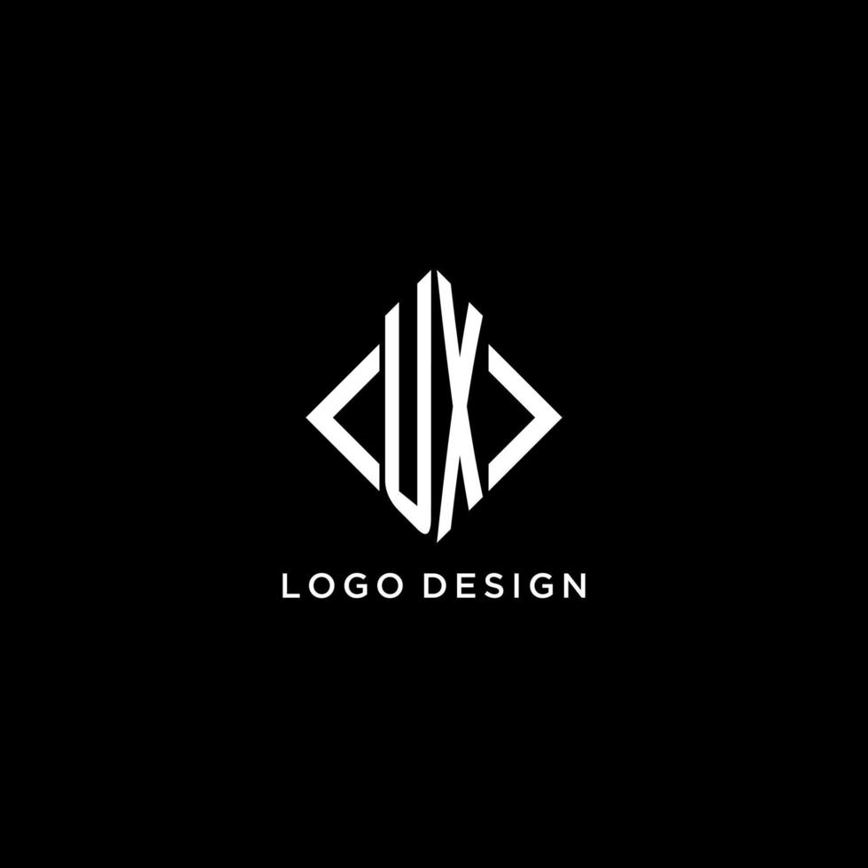 UX initial monogram with rhombus shape logo design vector