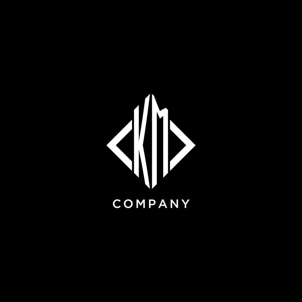 KM initial monogram with rhombus shape logo design vector
