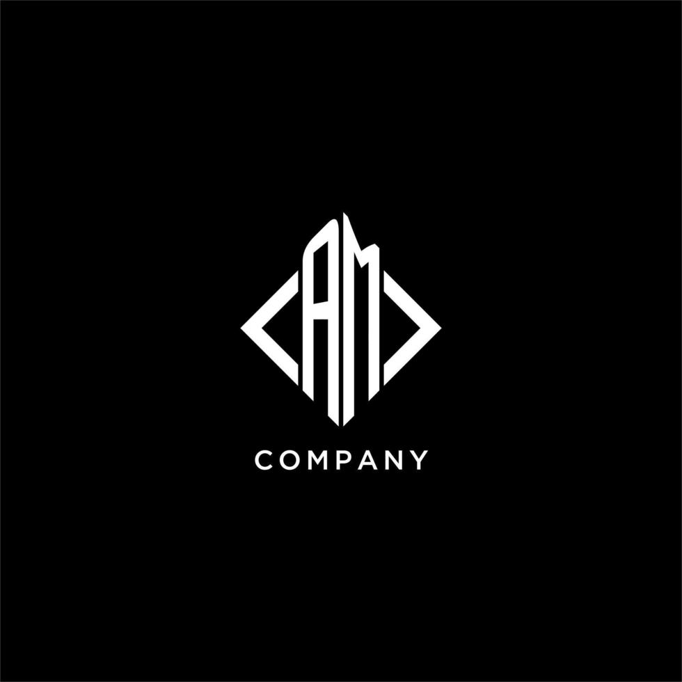 AM initial monogram with rhombus shape logo design vector