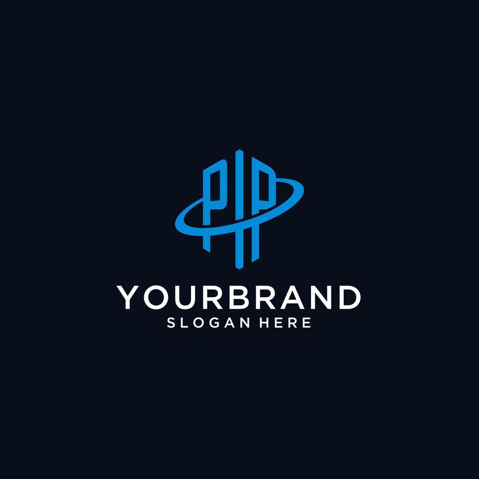 PP initial monogram logo with hexagonal shape and swoosh design vector