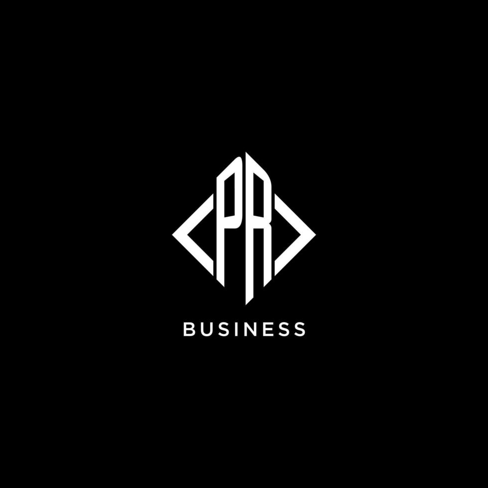 PR initial monogram with rhombus shape logo design vector